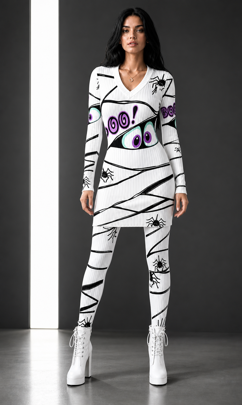 Women’s Mummy Print Halloween Two-Piece Set