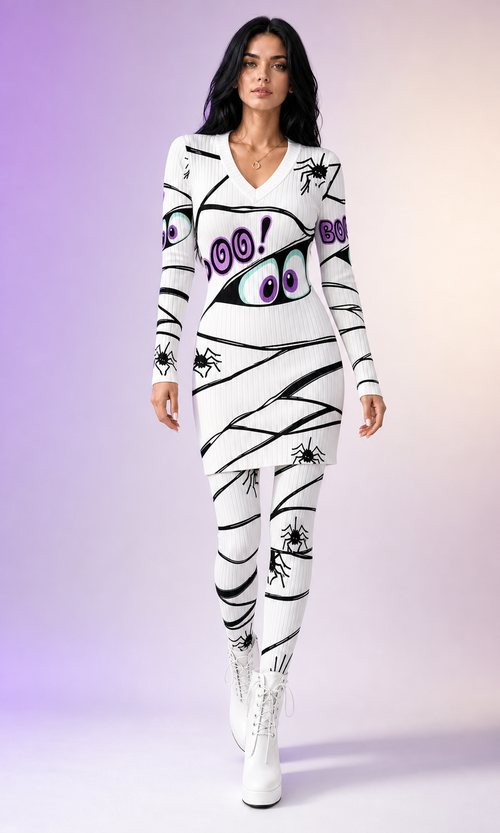 Women’s Mummy Print Halloween Two-Piece Set